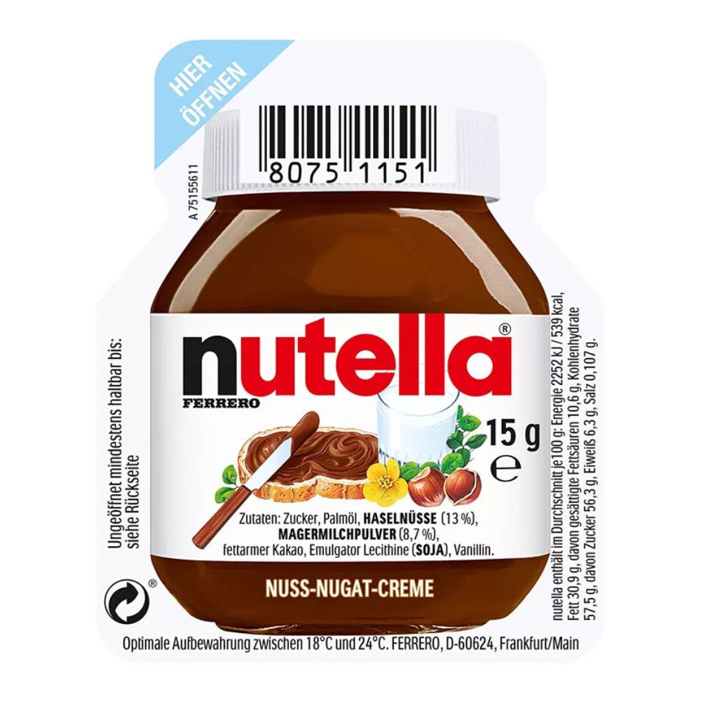 Nutella - Crema alle nocciole spalmabile monodose 15gr confezione da 120 porzioni