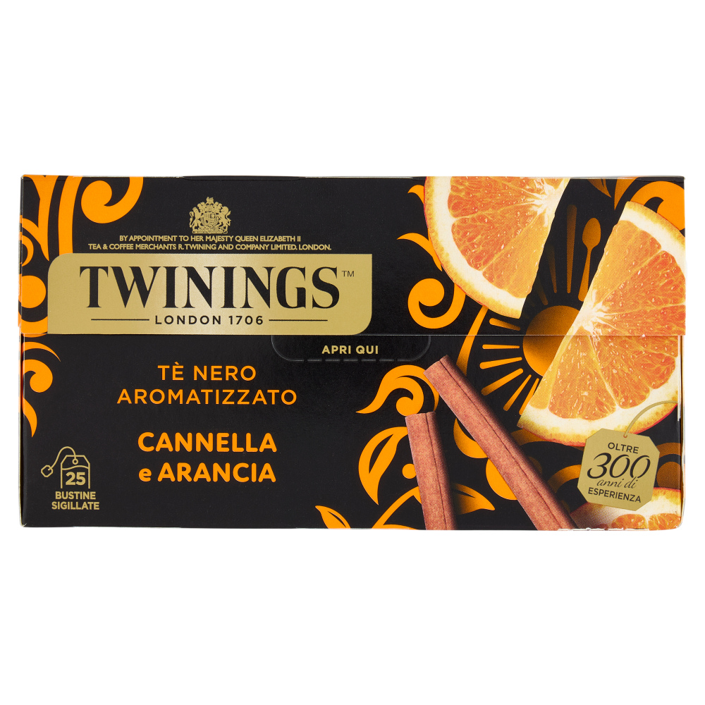 Twinings - Tè nero aromatizzato alla cannella e arancia 25 bustine