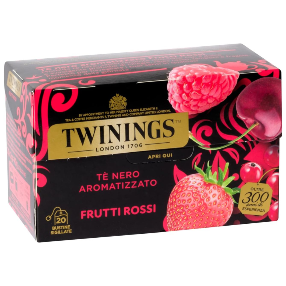 Twinings - Tè nero aromatizzato ai quattro frutti rossi 20 filtri