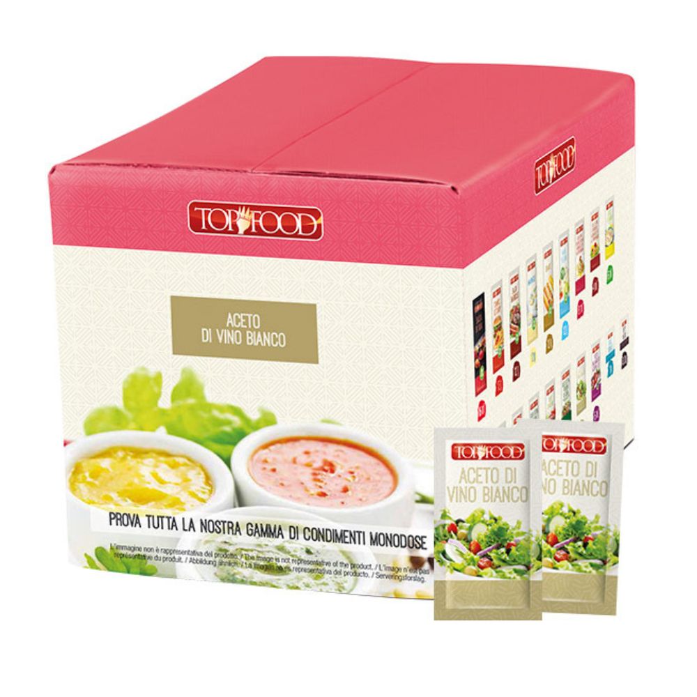 Top Food - Aceto di vino bianco in 300 bustine da 5ml