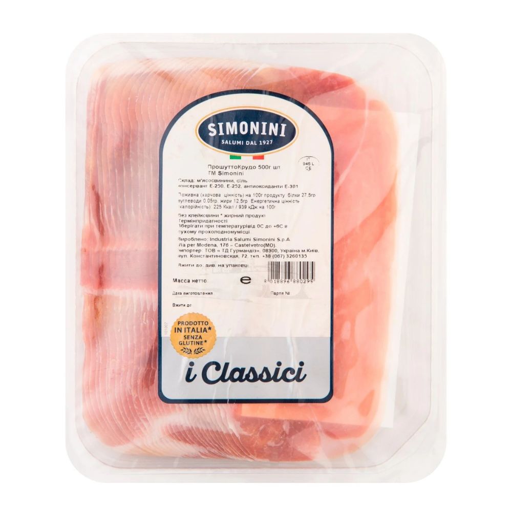 Simonini - Prosciutto crudo a fette 500gr