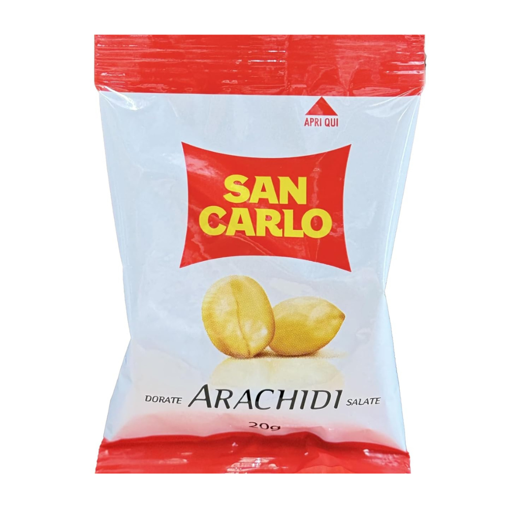 San Carlo - Confezione da 100 Bustine di Arachidi Tostate e Salate 20g