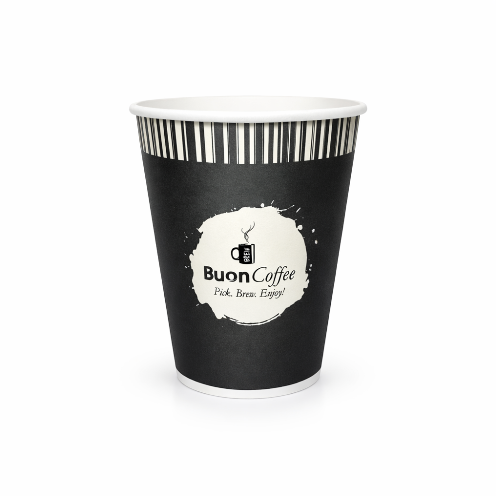 Buon Coffee - Bicchiere di carta 250cc di carta nero confezione 50 pezzi