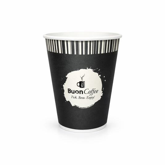 Buon Coffee - Bicchiere di carta 250cc di carta nero confezione 50 pezzi