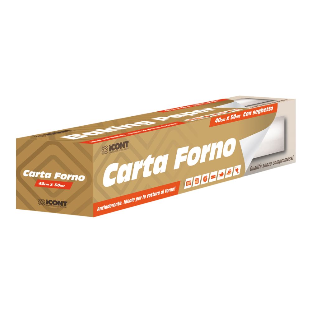 Icont - Rotolo carta forno astucciato 50 metri