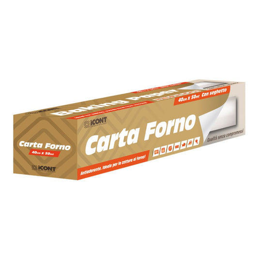 Icont - Rotolo carta forno astucciato 50 metri