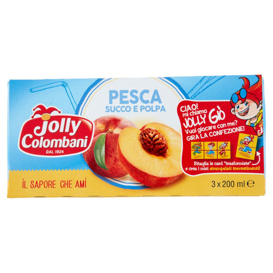 Jolly Colombani - Succo di Frutta alla pesca in brick 220ml confezione da 24 pezzi