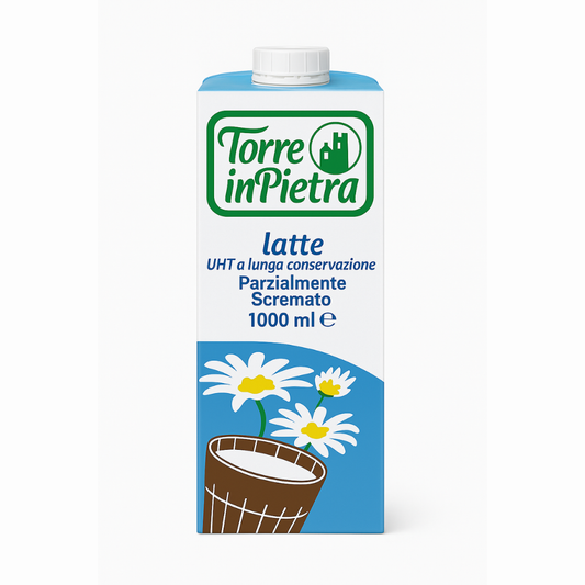 Torre in Pietra - Latte parzialmente scremato uht con tappo 1lt confezione da 10 brick