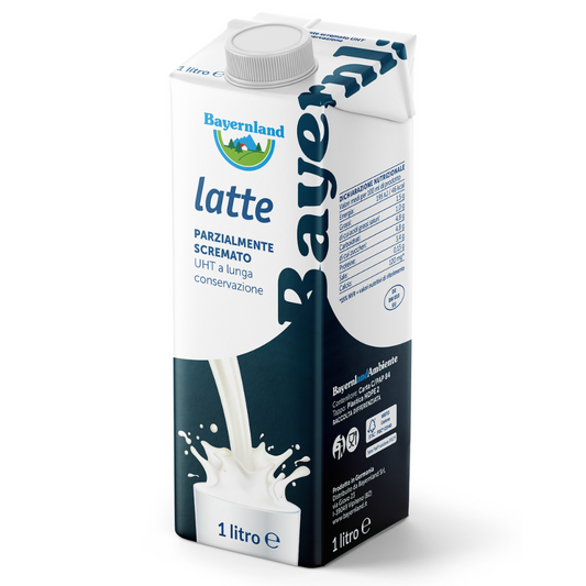 Bayernland - Latte parzialmente scremato UHT con tappo 1lt confezione da 12 pezzi