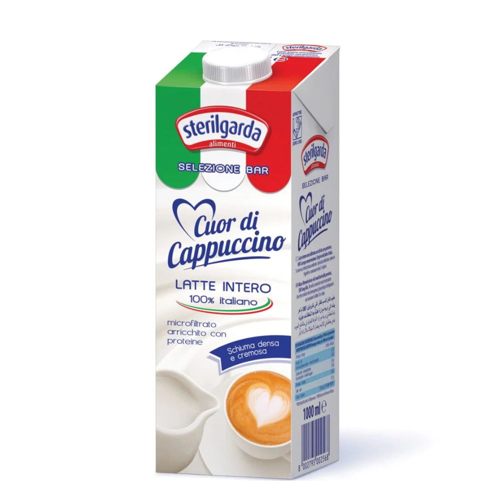 Sterilgarda - Latte intero per cappuccino con tappo 1lt confezione da 10 pezzi