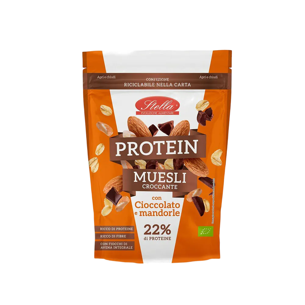 Stella Bio - Protein Muesli cioccolato e mandorle 300 gr confezione da 6