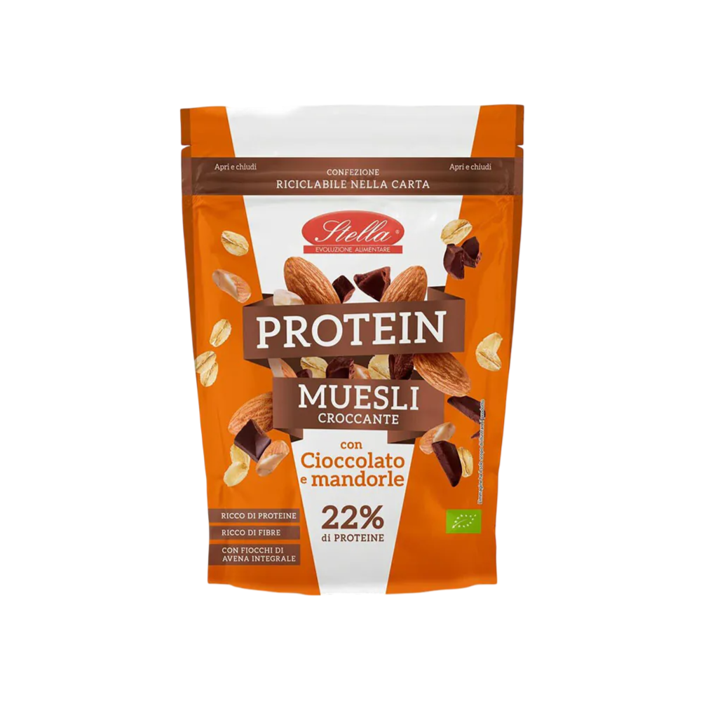 Stella Bio - Protein Muesli cioccolato e mandorle 300 gr confezione da 6