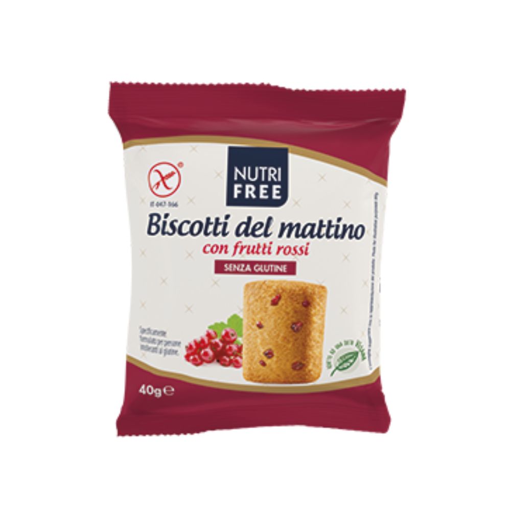 Nutri Free - Biscotto del mattino con mirtilli 40g confezione da 10 Pezzi (Vegan)