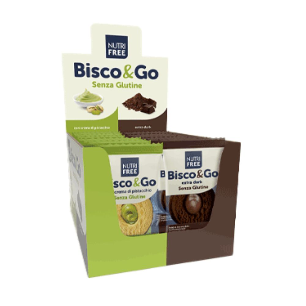 Nutri Free - Bisco & Go Biscotti Senza Glutine Pistacchio e Cioccolato Fondente 16 pezzi