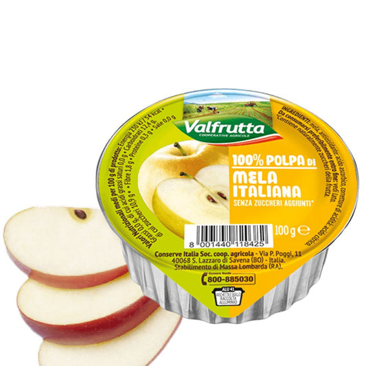 Valfrutta - 100% Polpa di Mela, senza zuccheri aggiunti e glutine - 60 vaschette da 100 g