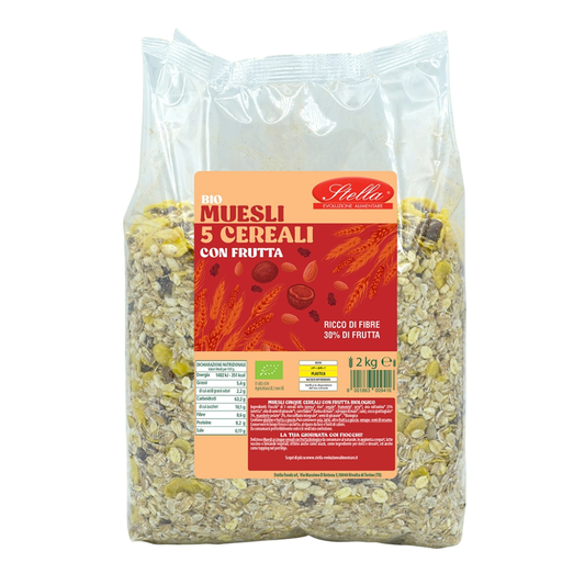 Stella Bio - Muesli 5 Cereali con frutta 2kg confezione da 4 pezzi