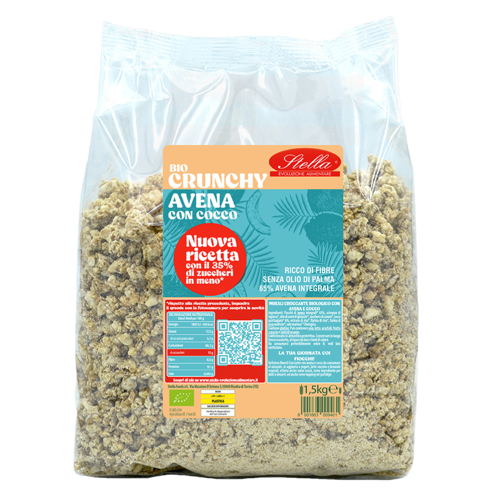 Stella bio - Cruncy Avena e Cocco 1,5kg confezione da 4 pezzi