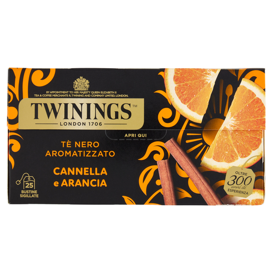 Twinings - Tè nero aromatizzato alla cannella e arancia 25 bustine
