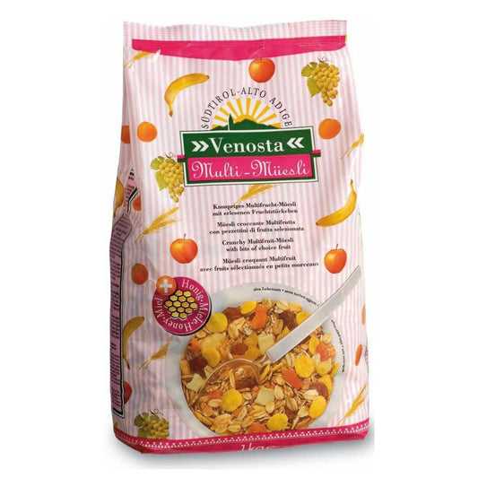 Venosta - Muesli multifrutta con pezzettini di frutta selezionata e miele 8 confezioni da 1kg