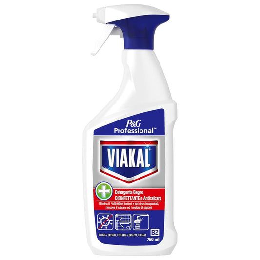 Viakal - Professional Spray Detergente Bagno Disinfettante e Anticalcare confezione da 10 da 750ml